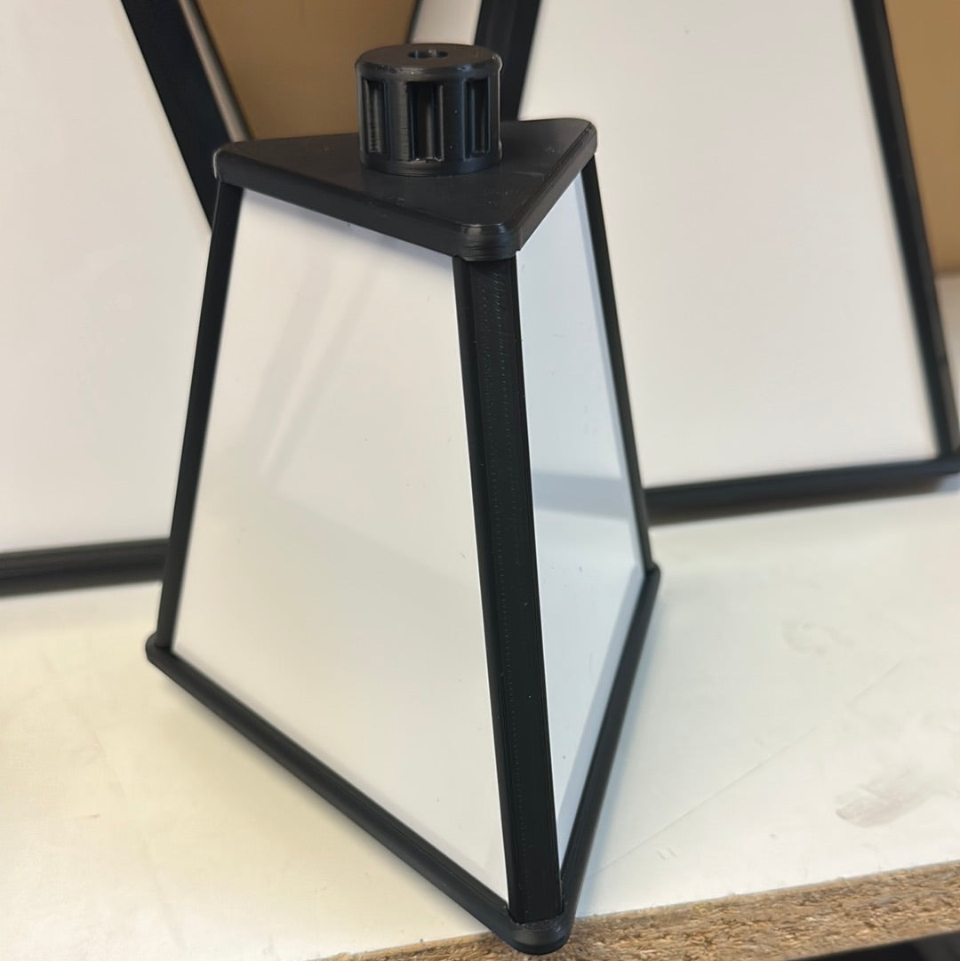 . Space saving Small spinning accessory pyramid 7” tall 6” wide Mini