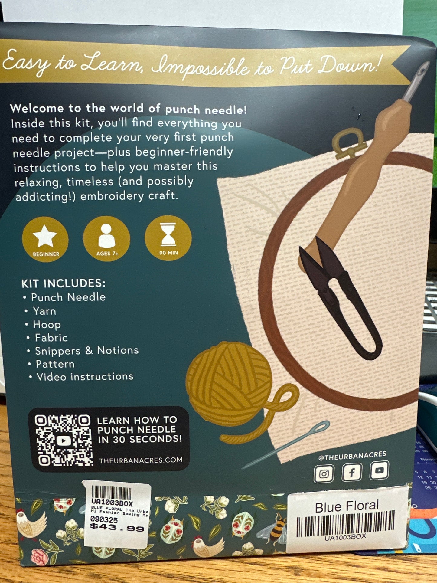 Punch needle kit Blue Floral Bernina Jeff Sewing Machine Supplies Colorado