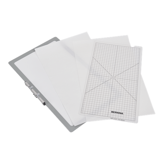 The Large Sticky Embroidery Hoop has a maximum embroidery area of 21 x 40 cm (8.25 x 15.75 inch).
The package includes:
10 pre-cut stabilizers
Template for precise placement