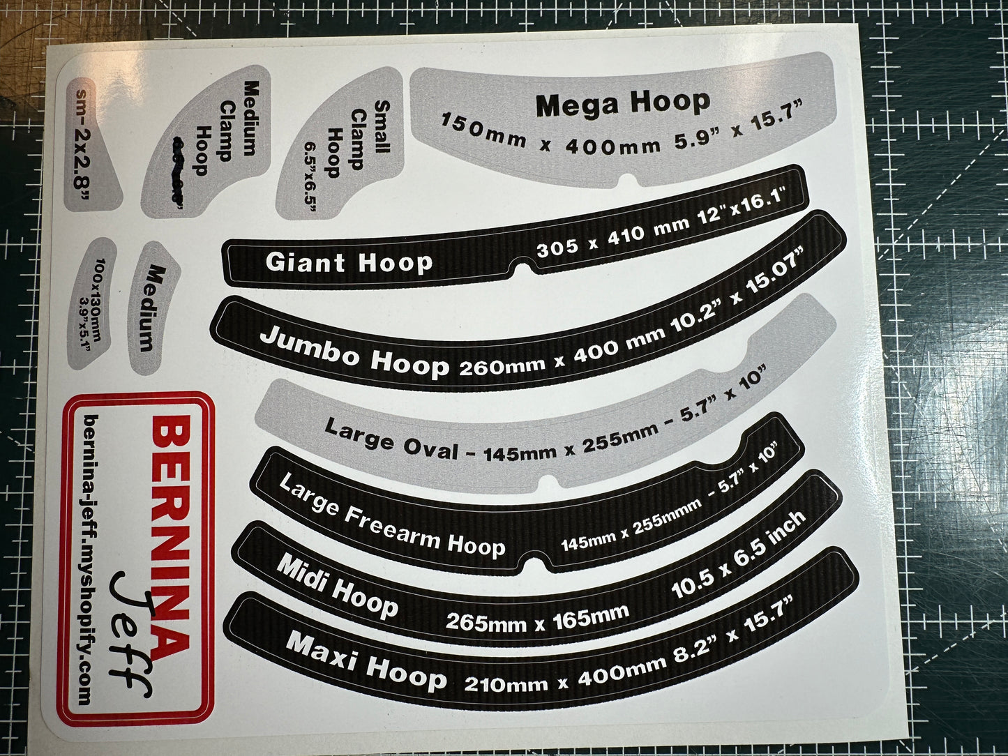 Original Bernina Hoop Labels