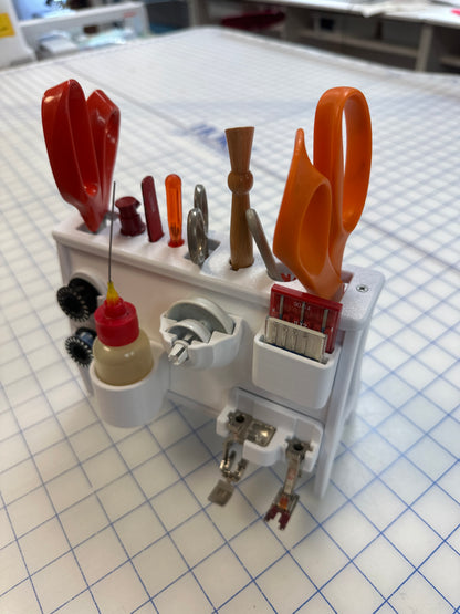 Accessory rack with Bernina Jeff’s picks installed Bernina Jeff Sewing Machine Tools Supplies Accessories