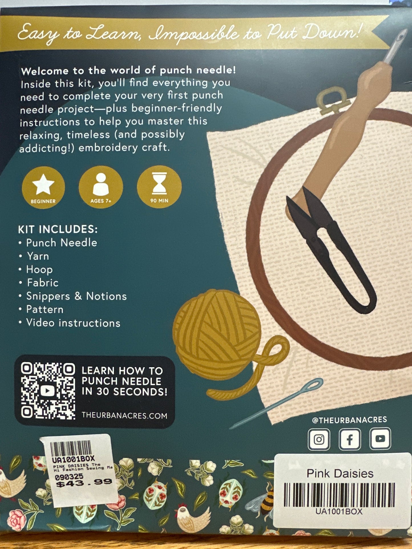 Punch needle kit Pink Daisies Bernina Jeff Sewing Machine Supplies Colorado