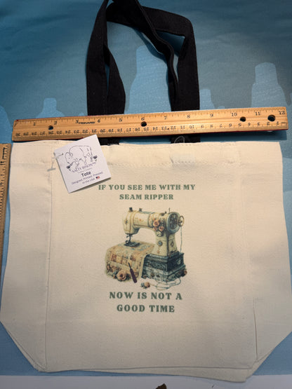 Seam Ripper canvas tote bag