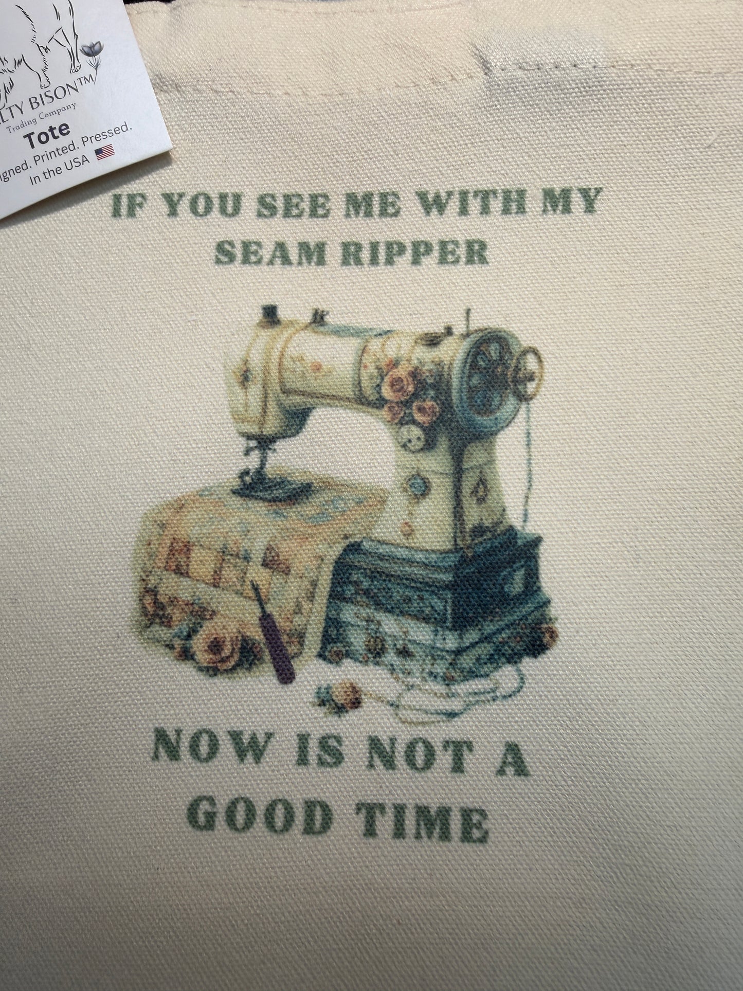 Seam Ripper canvas tote bag
