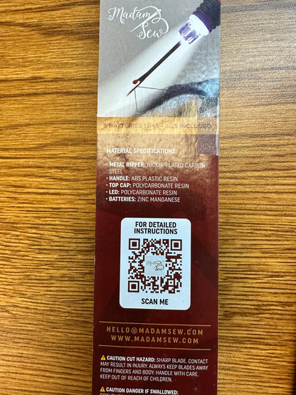 Lighted seam ripper Bernina Jeff Sewing Machine Tools Supplies Accessories